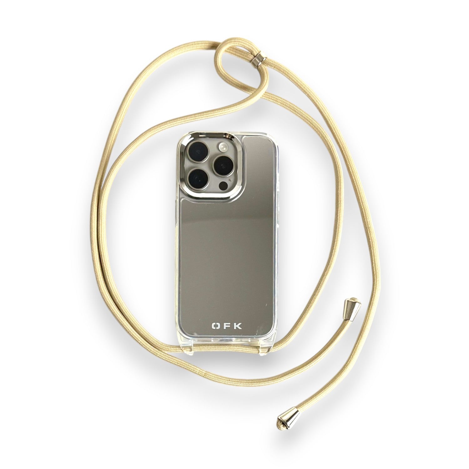 COQUE MIROIR AVEC CORDON beige